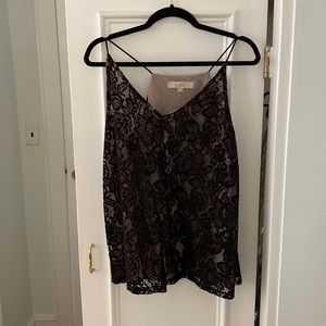 LOFT black lace tank top size large